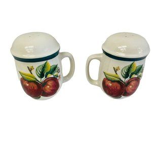 China Pearl Salt &‎ Pepper Shakers Red Apples Casual Collection  2007 4" x  3/4"